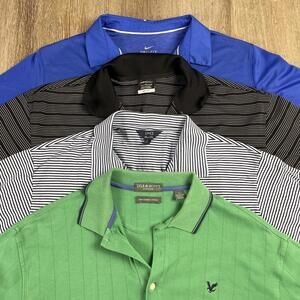 (Lot of 4) Golf Performance Polos Men's M Nike Golf Lyle & Scott Lincs Striped